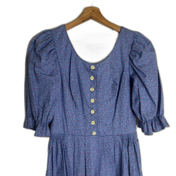 Vtg Alphorn Dress Womens Medium Floral Button Front Puff Sleeve Germany 80s - Picture 3 of 10